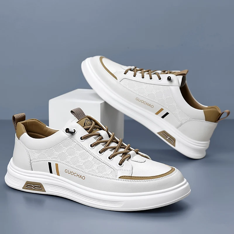 

Men's Rubber-soled Casual Flat Heel New Low-top Round-toe Lace-up All-weather Style Trendy Student Walking Board Shoes