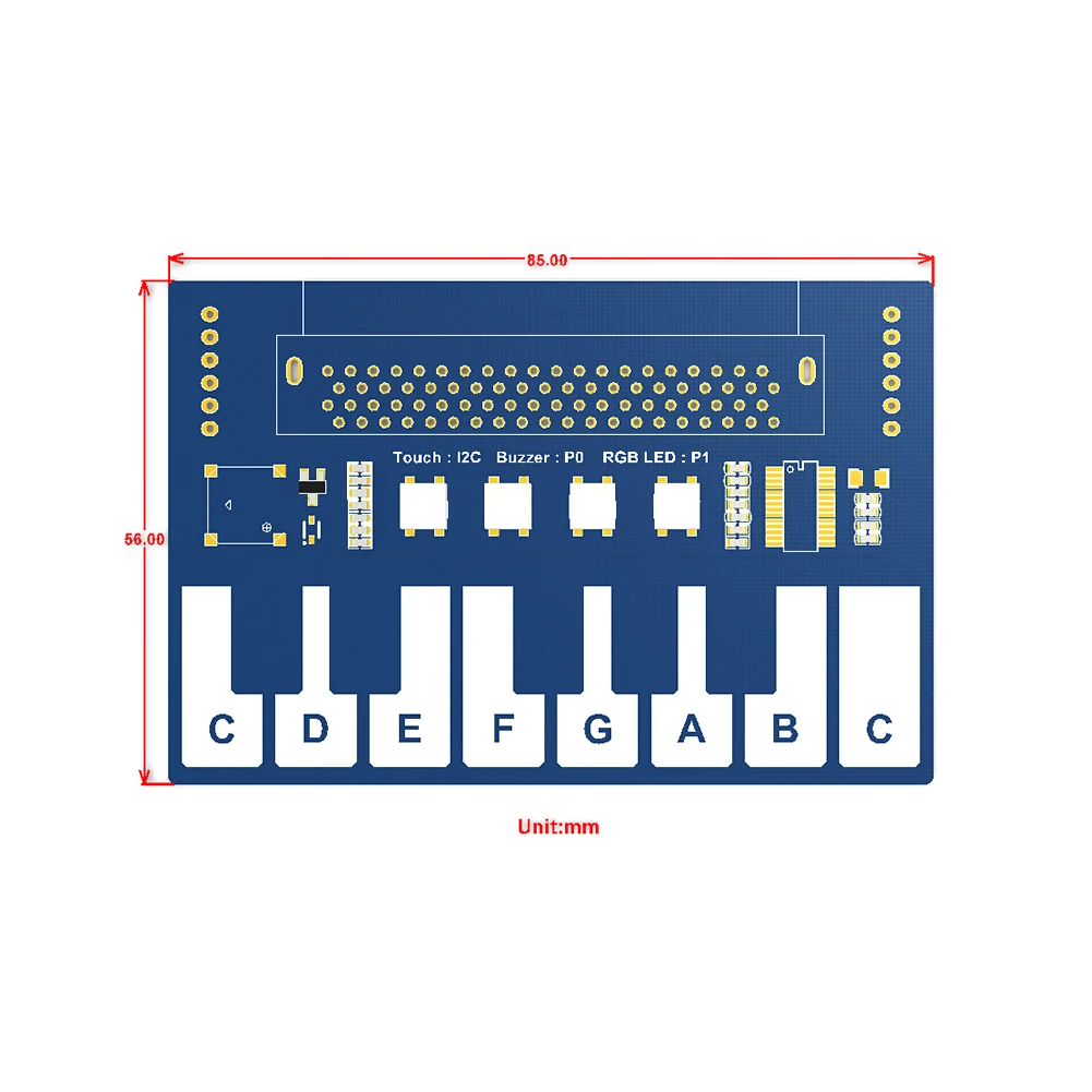 لوحة توسيع بيانو صغيرة Waveshare للميكرو: مفاتيح تعمل باللمس لتشغيل الموسيقى مع 4x RGB LEDs على متن وحدة تحكم باللمس TTP229 I2C