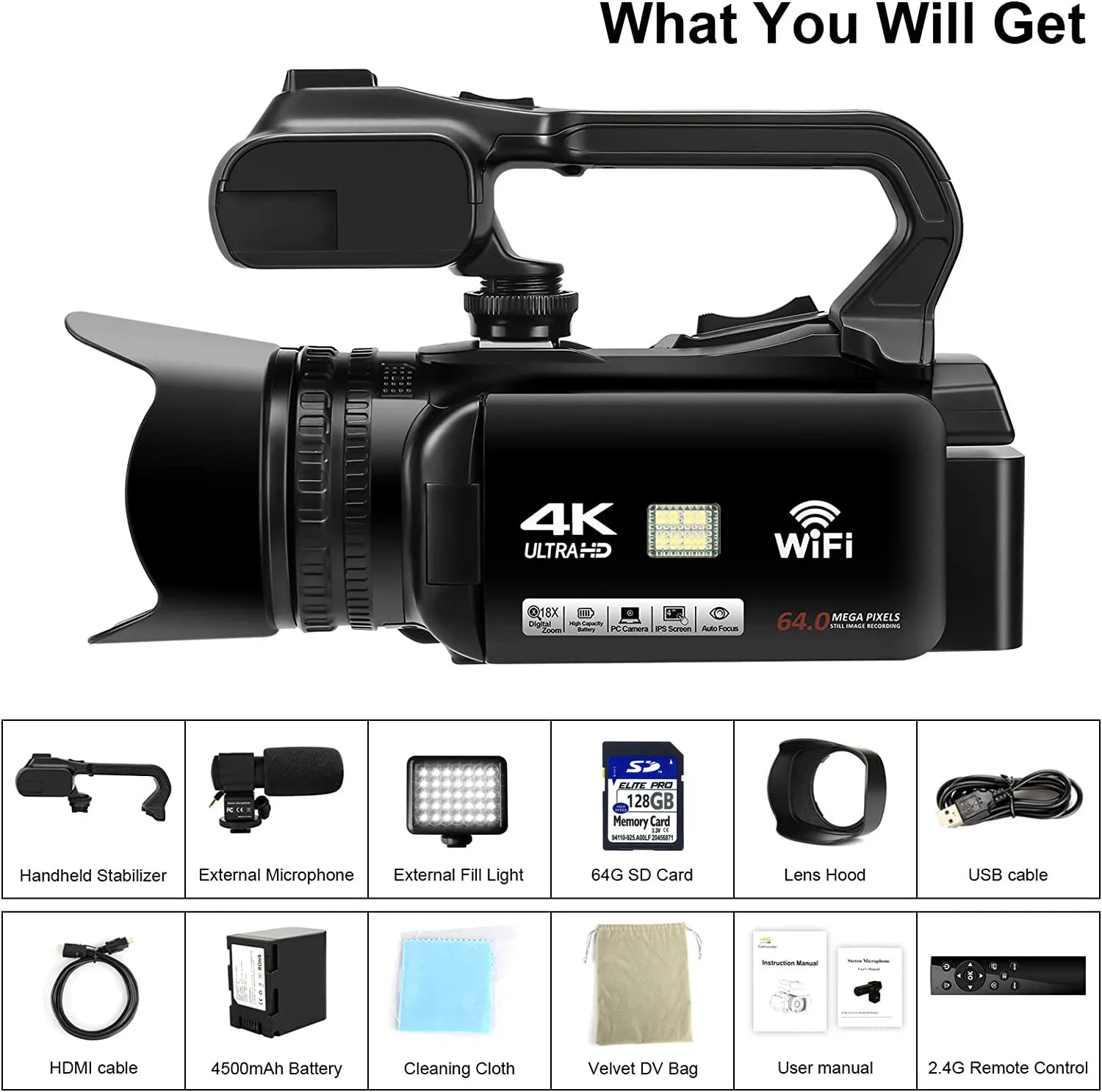 Digital Camera 4K Wifi Full HD 4.0 Touch Screen Video 270 Degree Rotation Screen Night Shoot Zoom