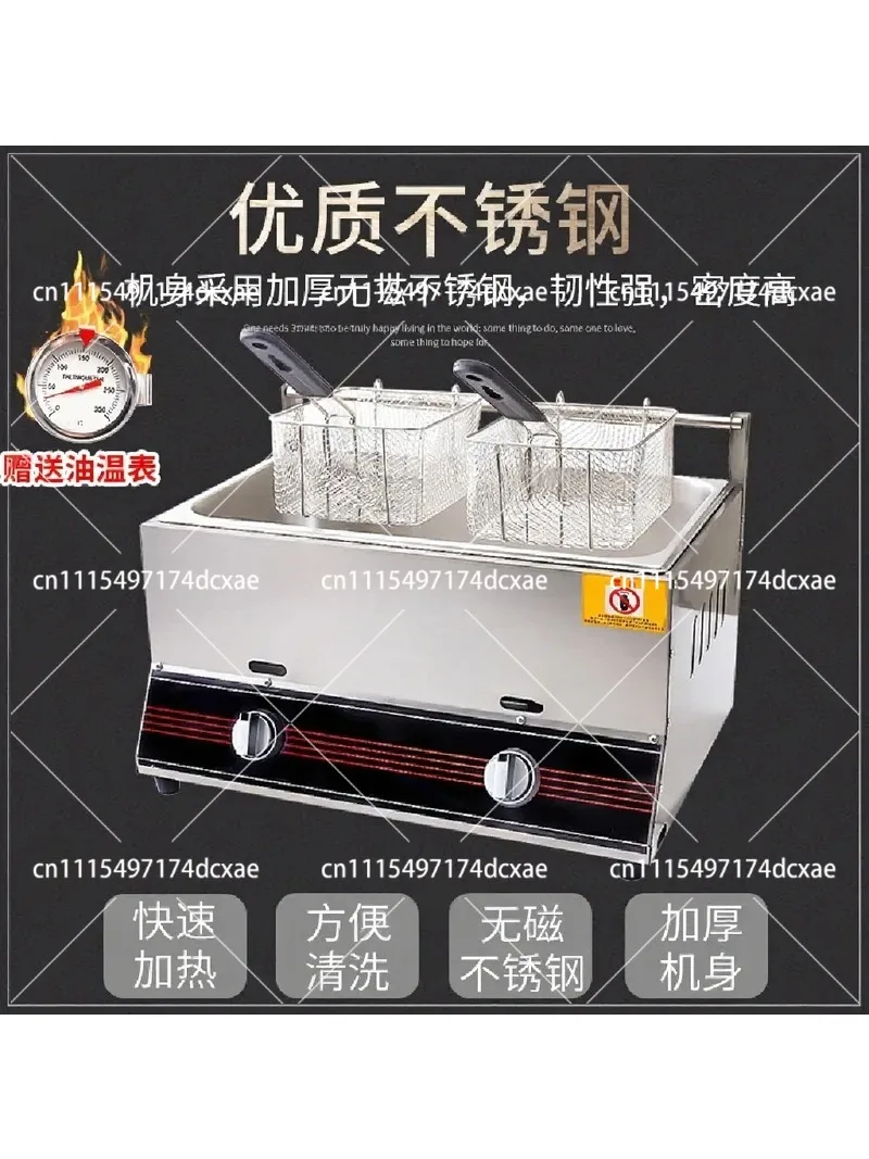 Commercial Gas Fryer for Fried Skewers, French Fries, Chicken, Fritters - Stall Equipment
