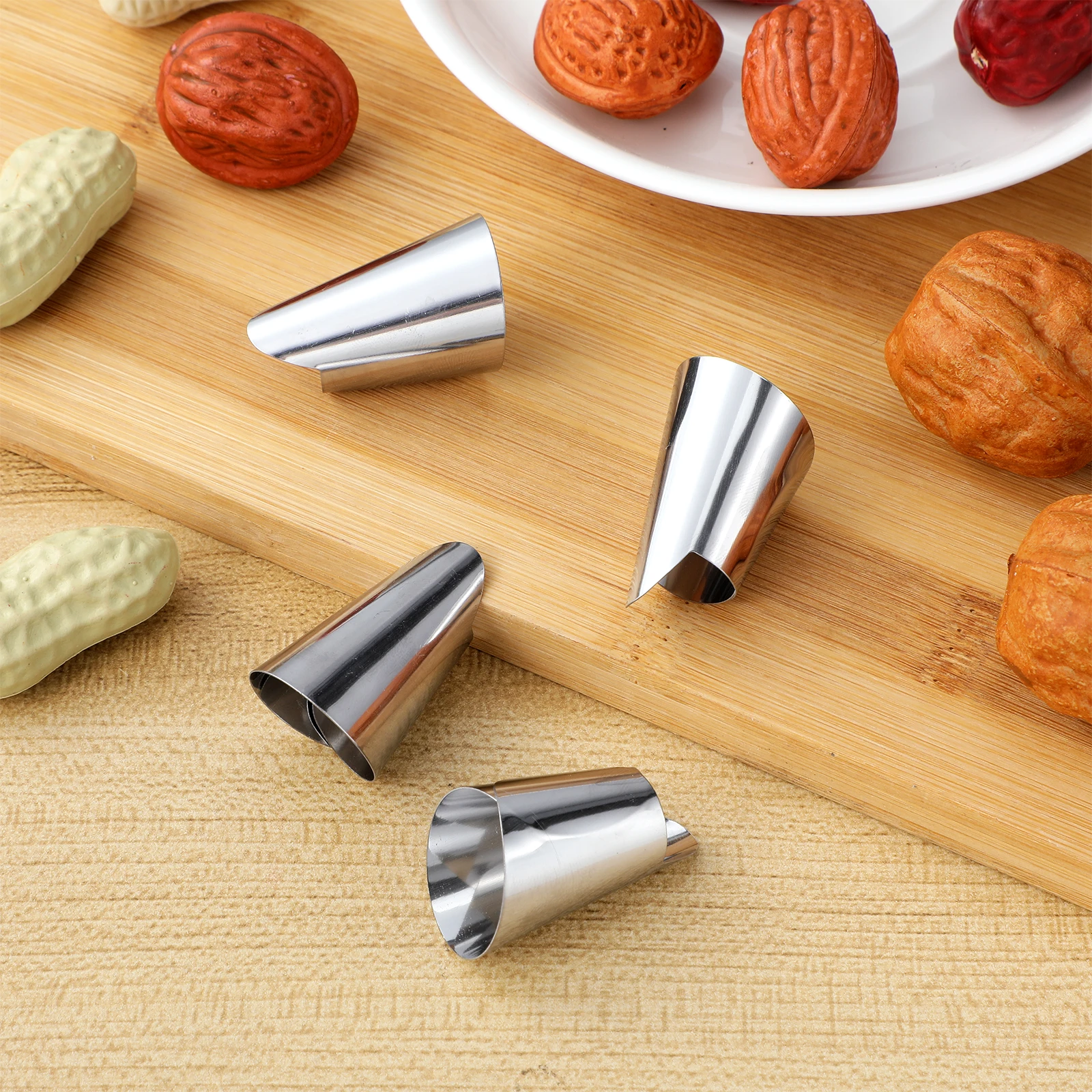 

4Pcs Stainless Steel Finger Protector Adjustable Nail Cover Finger Guard Kitchen Tool Cooking Shelling Nail Protecor