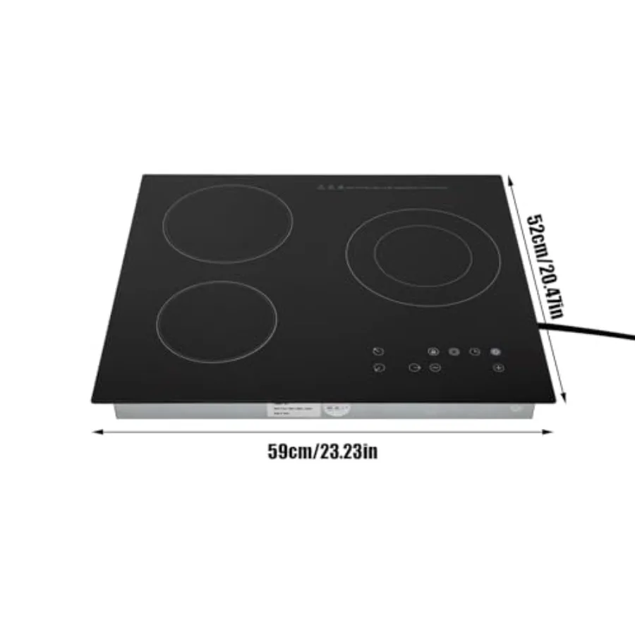 Ceramic Cooktop Electric Cooktop 3 Burners Radiant Electric Stove Top with Timer Child Safety Lock Sensor Touch Control 2600W 1