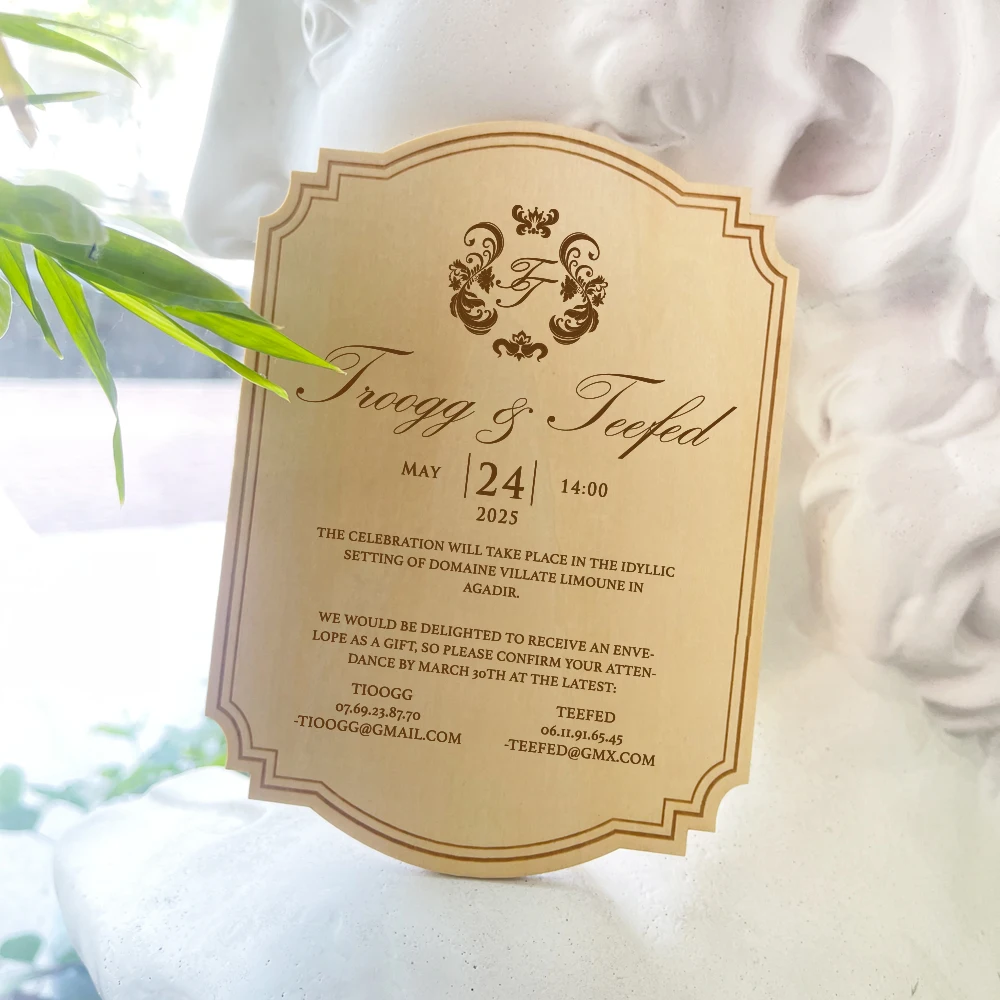 

10pcs Personalized Custom Forest Wood Wedding Invitations Laser Cut Wood Invitations Menu,Personalized and Unique With Envelope