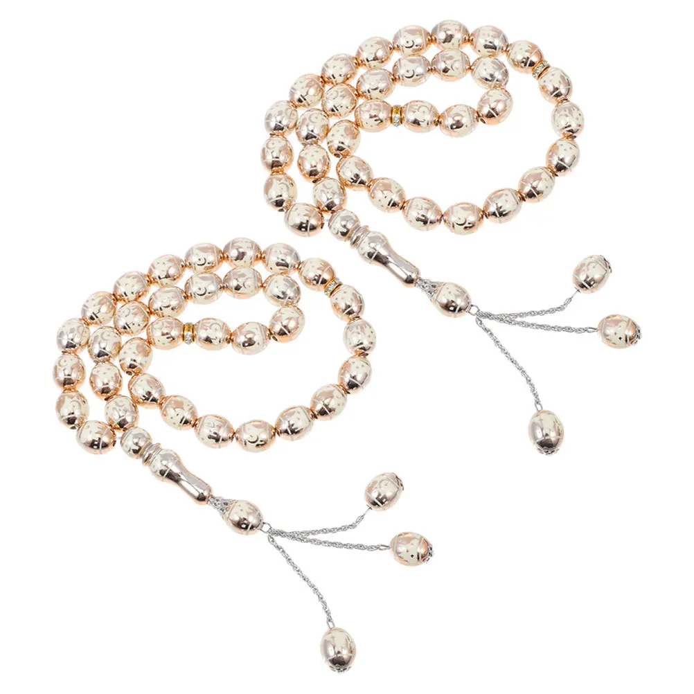 

2Pcs Vibrant Acrylic Prayer Beads 33-Bead Tasbih Counter Smooth Lightweight Muslim Rosary Hand Chain for Men Women Daily Worship