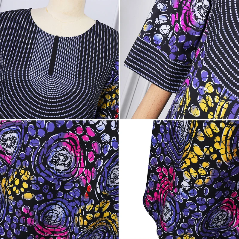 VONDA ชุดเดรสยาวผู้หญิง ดีไซน์หรูหรา แขนครึ่งตัว ลายดอกไม้ ชุดลำลองทรงหลวม สไตล์สตรีทแวร์ ชุดเดรสโอเวอร์ไซส์