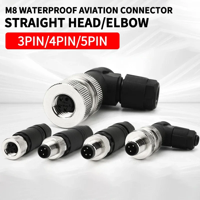 

M8 waterproof connector - 3P4P male female M8 waterproof aviation plug socket sensor cable connector