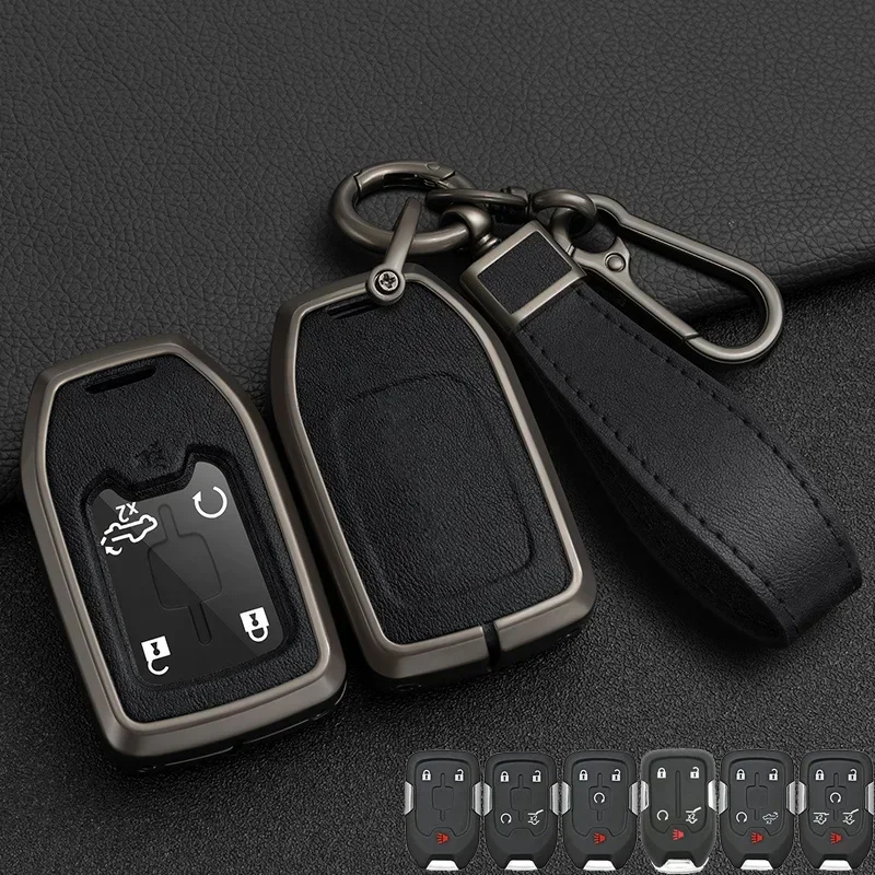 

Zinc Alloy+ Leather Car Key Case Cover for Chevrolet Tahoe Silverado Suburban Tahoe GMC Sierra 1500 2500HD 3500HD Terrain Acadia