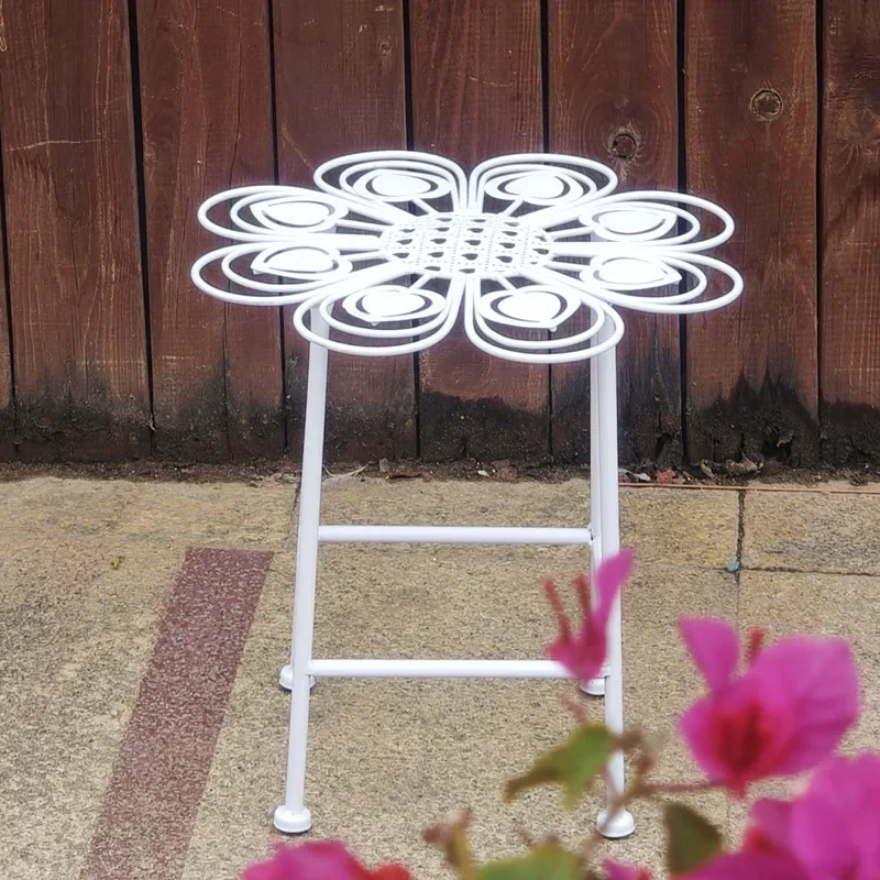 Iron Art Caring Flower Stand Stool, Round Floor-Standing Raised Bonsai, Simple Courtyard Balcony Room Outdoor Garden Shopping Po