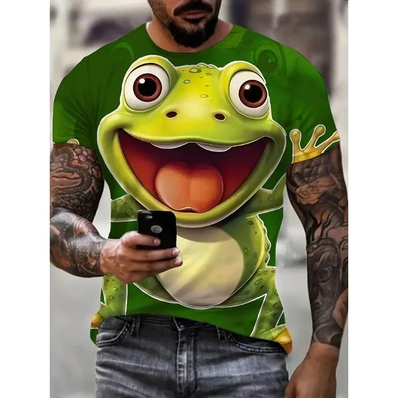 Fun Frog 3D Print Sports Quick-dry Breathable Men T-shirt Outdoor Street Casual Fashion Y2K Loose Parent-child Short Sleeve Top