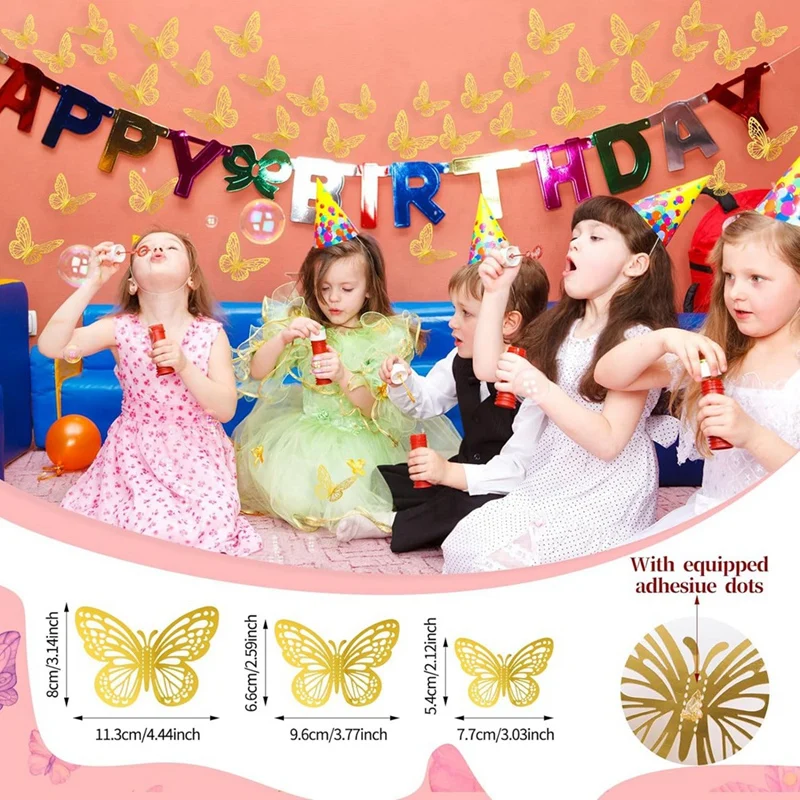 160 Pcs Flower Bouquet Accessories Set,60 Pcs 3D Gold Butterfly Sticker Wall Decor And 100 Pcs Diamond Corsages Pins Easy To Use