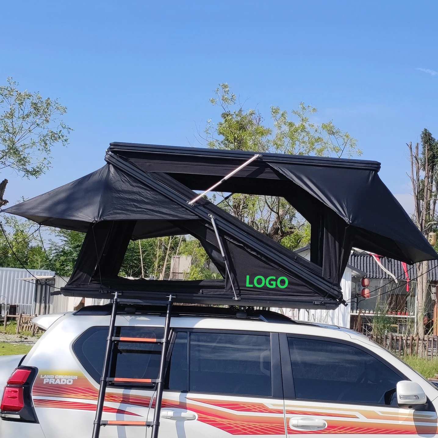 

210*131*120cm Aluminum Hard Shell Rooftop Tent Z-Shape Car Roof Tents with Canvas Fabric for Outdoor Camping