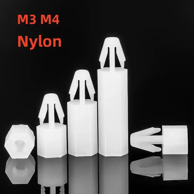 M3 M4 White Nylon Spacing Screw For PCB Circuit Board Push-in Nylon Post Fixed Standoff Spacer Pillar