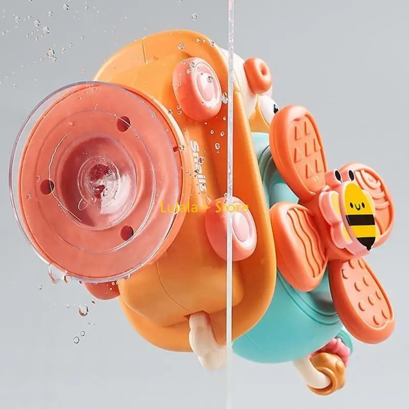 Y4QA لعبة كارتونية لشفط الكوب الدوار، لعبة الاستكشاف الحسي للطفل أثناء الاستحمام