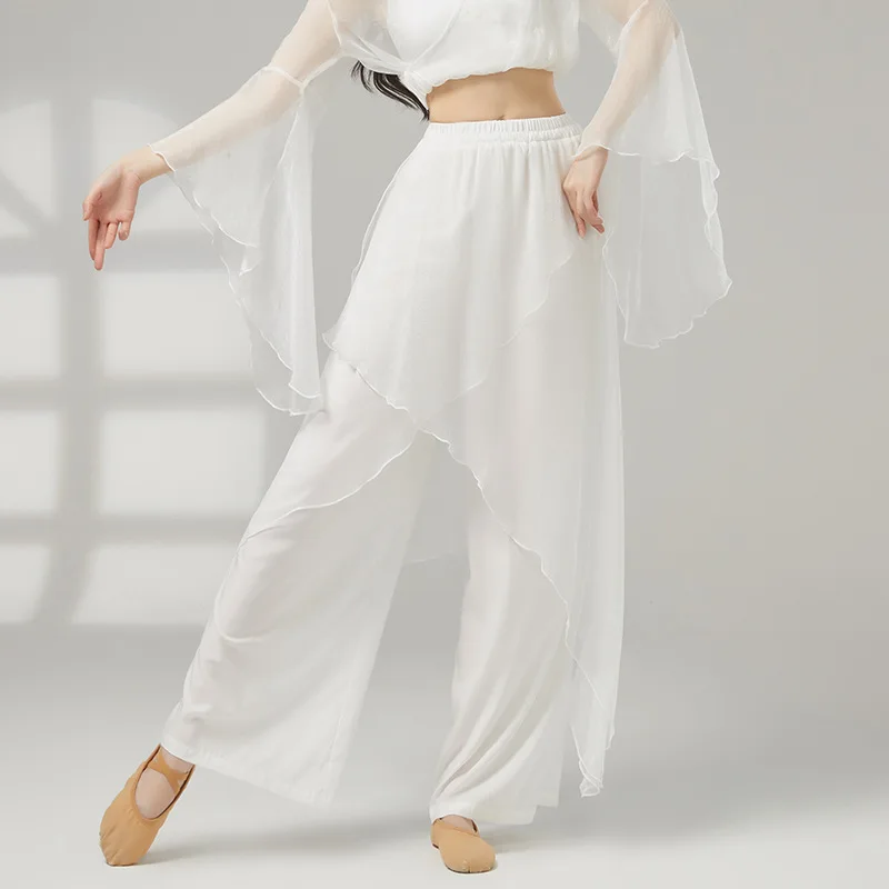 2025 クラシックダンスキュロット女性練習ダンスパンツルーズ新パフォーマンスステージ服モダンダンス流れるパンツ