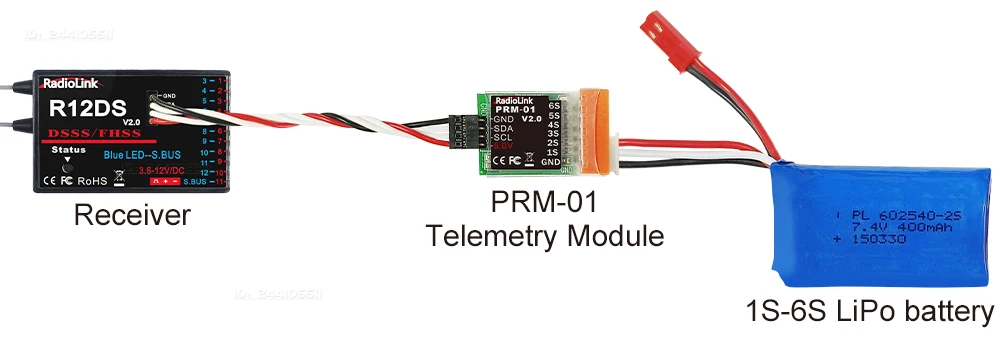 Radiolink R12DS 12-kanałowy odbiornik 2.4G 4000 metrów telemetria w czasie rzeczywistym 3.6-12V do samolotów RC, łodzi, robotów, multikopterów, szybowców
