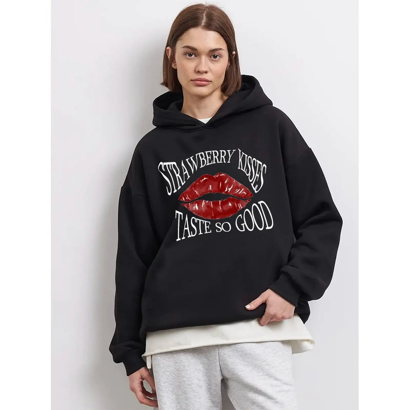 عطلة يوميا المرأة السوداء هوديي الخريف أعلى عارضة نمط الربيع موسم الصيف موسم الخريف موسم طويلة الأكمام #2