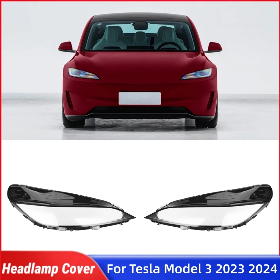 

For Tesla Model 3 2023 2024 Car Replacement Parts Front Headlight Cover Glass Shell Car Front Headlight Lens Cover Lights Shell