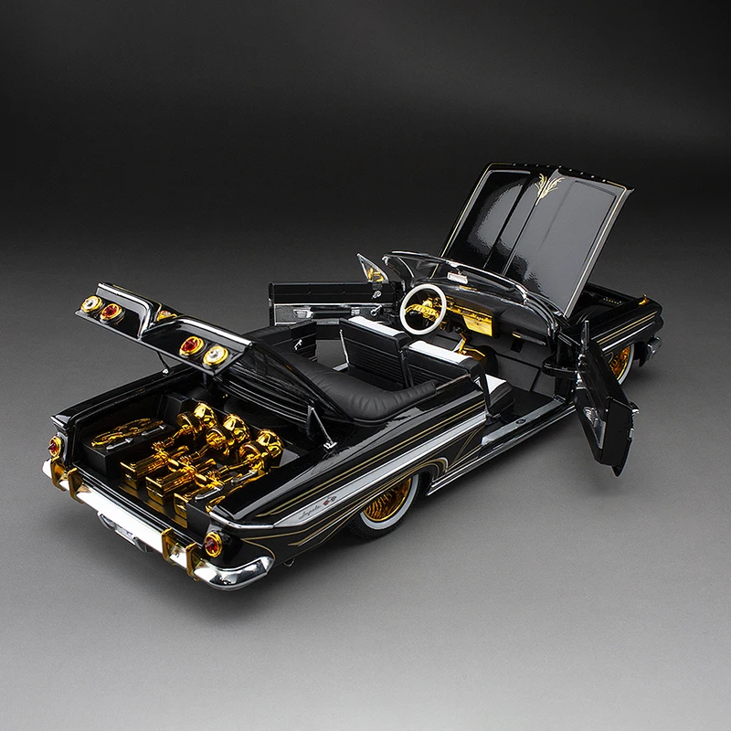 สินค้าใหม่ในสต็อก รถเหล็กหล่อจำลอง Chevrolet Impala ปี 1961 ขนาด 1:18 ยี่ห้อ Sunstar พร้อมฟังก์ชั่นยก ของตกแต่ง ของเล่นสั่งทำพิเศษ ของขวัญคริสต์มาสสำหรับเด็ก