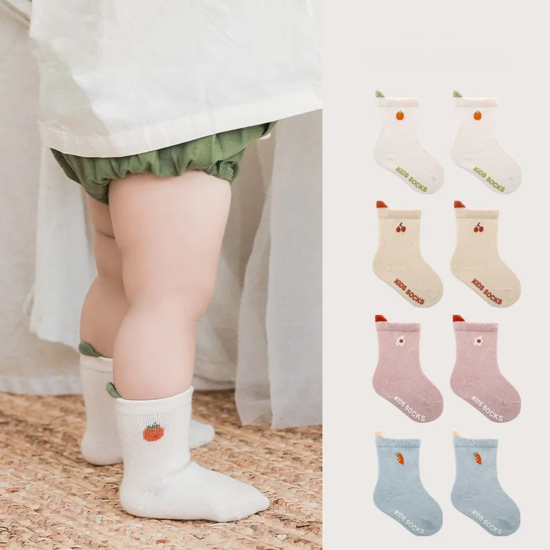 

5 Pairs a Lot Spring Baby Socks Cute Cartoon Toddler Girls Boys Mid-calf Socks Infant Accessories for 0-3 Years