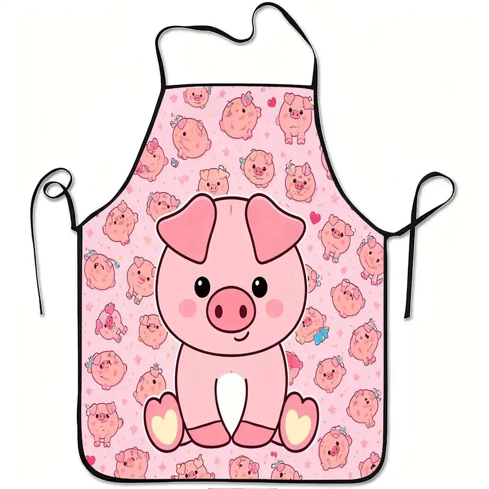 1 Piece of Fun Animal-Themed Apron, Cute and Sweet Pink Piglet Retro Design Apron, Unisex, Perfect for Crafting, Baking, Painting, Kitchen and Household Cleaning, Home Cooking, Chef, Waiter, Cafe, and Barbecue Apron, 21.7× 28.7inch , Perfect Holiday Gift Idea for Family and Friends