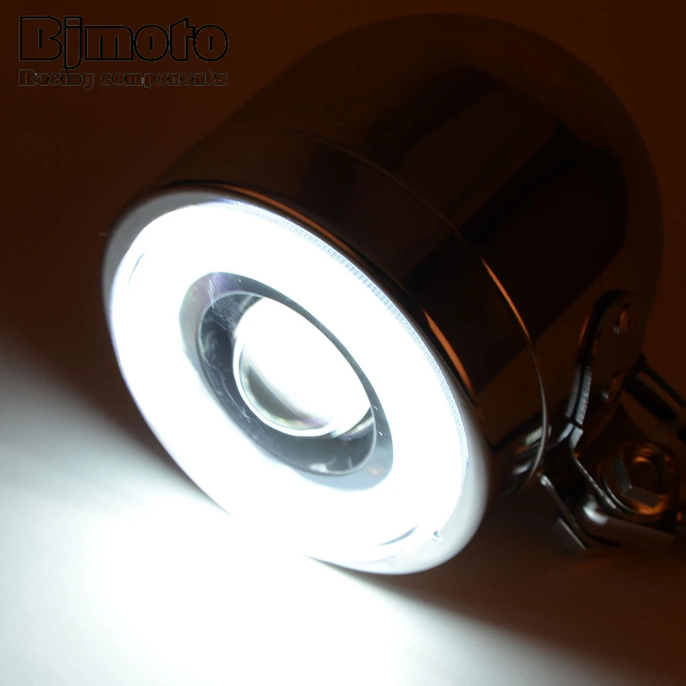 Luz LED halógena en ángulo, Faro de 4,5 pulgadas, 5W, 3W, para correr, M10, para Harley/ Yamaha, Suzuki, Kawasaki, Chopper, Cafe Racer