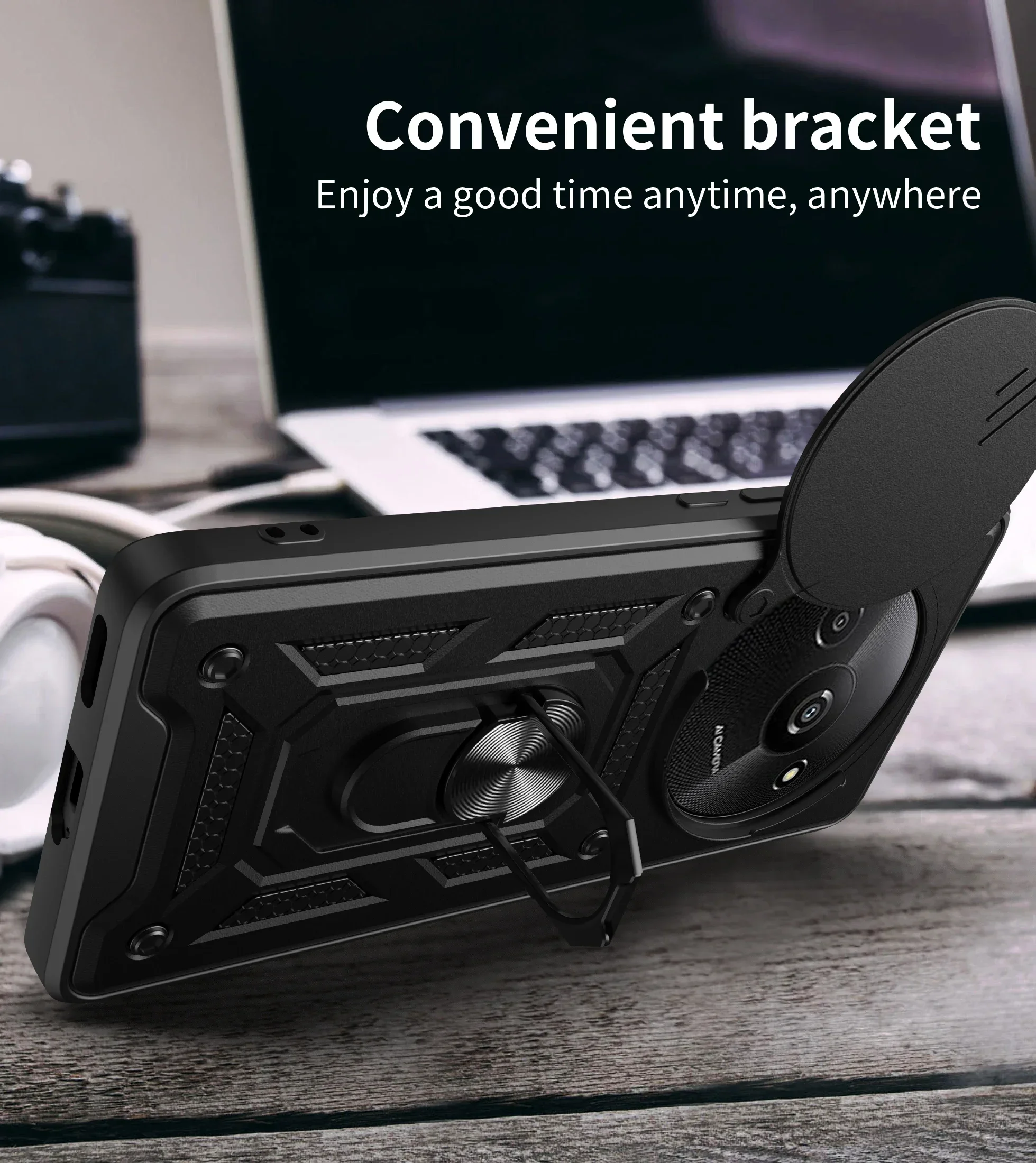 

Для Redmi A3x A1 A2 Plus A4 5G A5 4G Силиконовый мягкий чехол Armor с магнитным кольцом-подставкой Чехлы для телефонов Защитная крышка объектива камеры