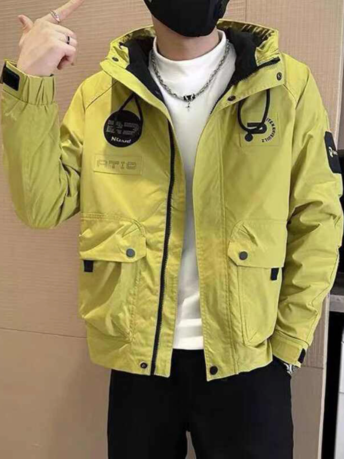 

Thiened Hooded Men's Jaet Spring Autumn Outdoor Casual Functional Workwear Polyester Cotton Blend Zipper Closure Long Sve