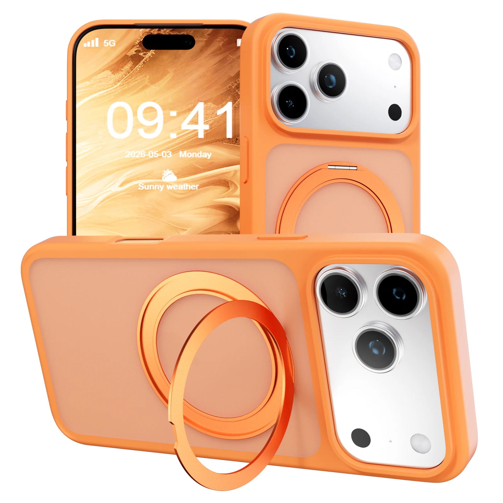 Magnetic for Apple iPhone 17 Pro Max Case with Ring Stand, Fits MagSafe Ring, Military-Grade Drop Protection, Slim Matte Cover