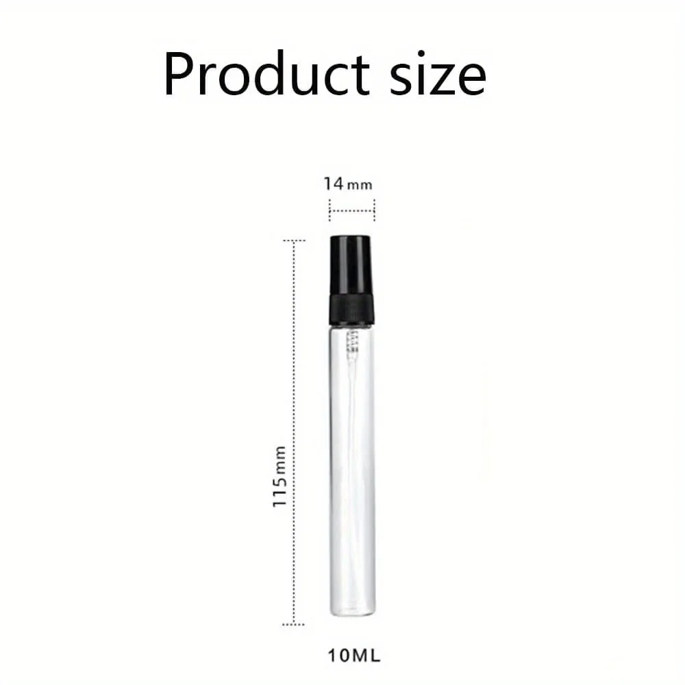 20 Stück 5ml/10ml Mini-Glasparfümflaschen mit schwarzem Verschluss und 4 Zubehörteilen (2 Trichter und 2 Pipetten) - PVC-frei, nachfüllbar – Detail 4