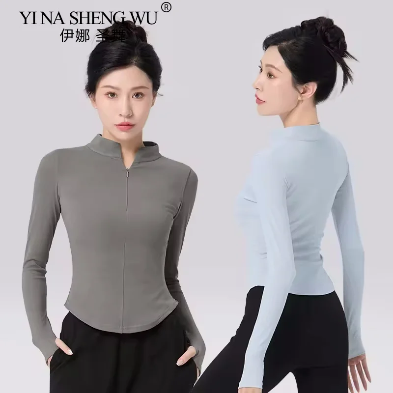 top-de-danca-feminino-blusa-de-treinamento-de-bale-com-gola-alta-com-ziper-jaqueta-de-danca-de-manga-comprida-top-de-fitness-de-ajuste-justo-de-algodao