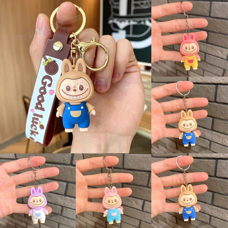 Kawaii Labubu The Monster Keychains Popmarts Doll Car Key Chains Kids Dolls Backpack Bags Pendants Fashion Keyring Toy Xmas Gift