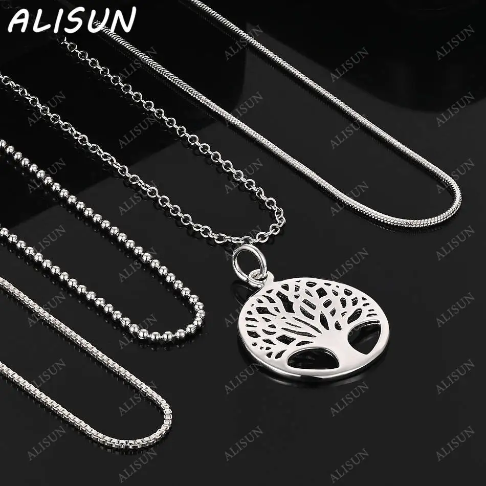 

ALISUN 40-75cm 925 Sterling Silver Tree Pendant Necklace For Women Men Creativity Gifts Street All-match Party And Daily Wear
