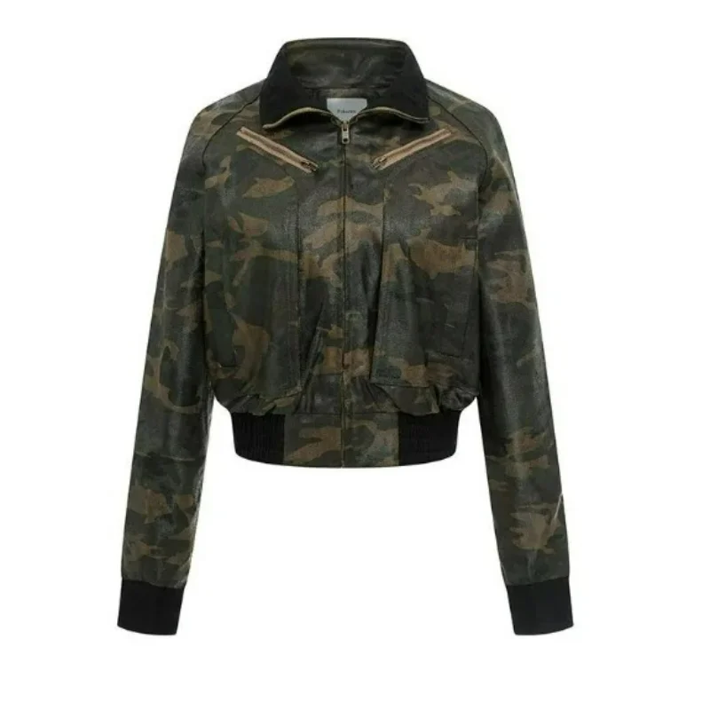 

Autumn American Retro Short Coats Hot Girls Personality Women YKK Zipper Jacket 2025 Loose Street Hipsters Trendy Style Fashion