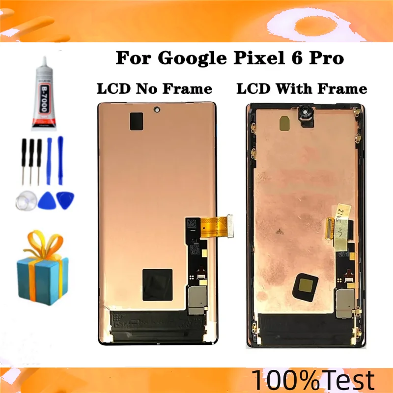 

100% протестированный ЖК-дисплей для Google Pixel 6 pro LCD GB7N6, рамка экрана, сенсорная панель, дигитайзер для Google Pixel 6 pro GLUOG G8VOU LCD