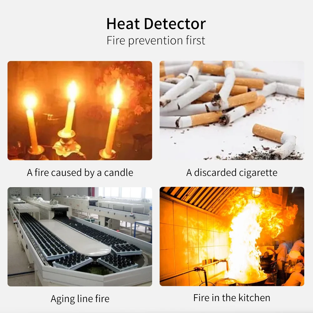 Smart Home Wireless Heat Detector 85dB High Decibel Fireproof Temperature Sensor With 10 Years Battery Life For Alarm System