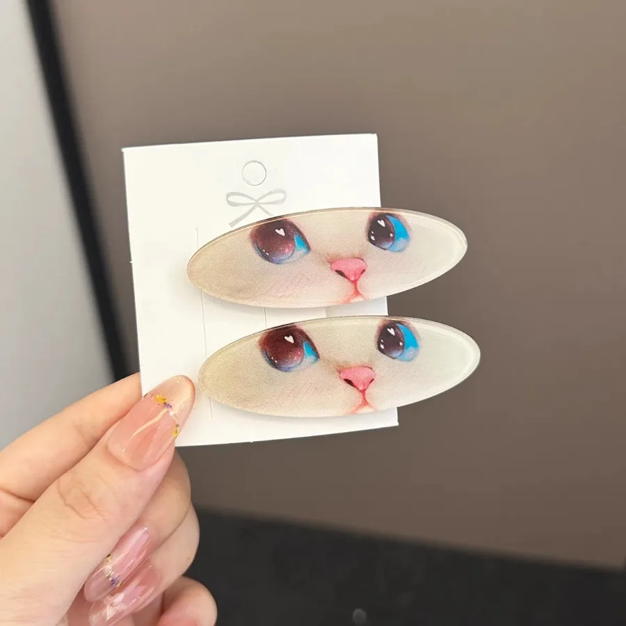 قطعتان من مشابك الشعر الجانبية على شكل دبوس شعر على شكل قطة لطيفة للنساء والفتيات #3