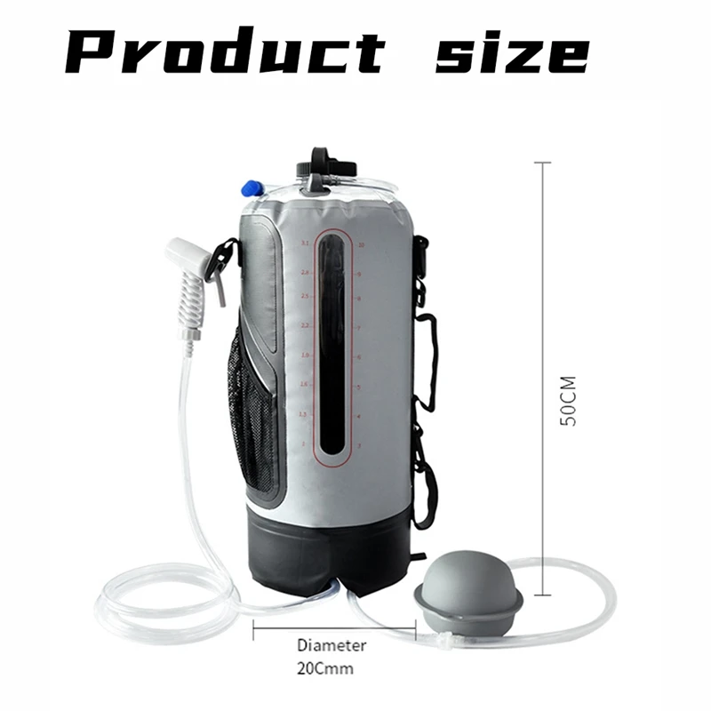 Borsa da doccia portatile Borsa da acqua per doccia da 12 litri/3,17 galloni con pompa a pedale e soffione doccia - Doccia da campeggio per il campeggio