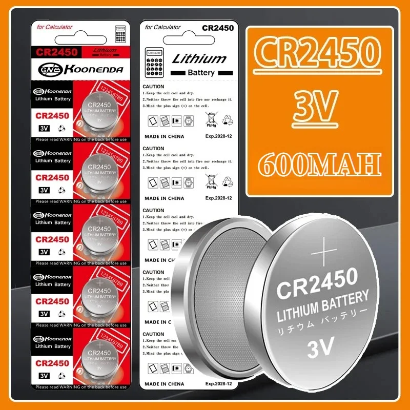 

Bulk 5-100PCS BR2450 Button Cell Battery CR2450 3V 600mAh For High Drain Electronics LM2450 DL2450 Lithium Coin Battery