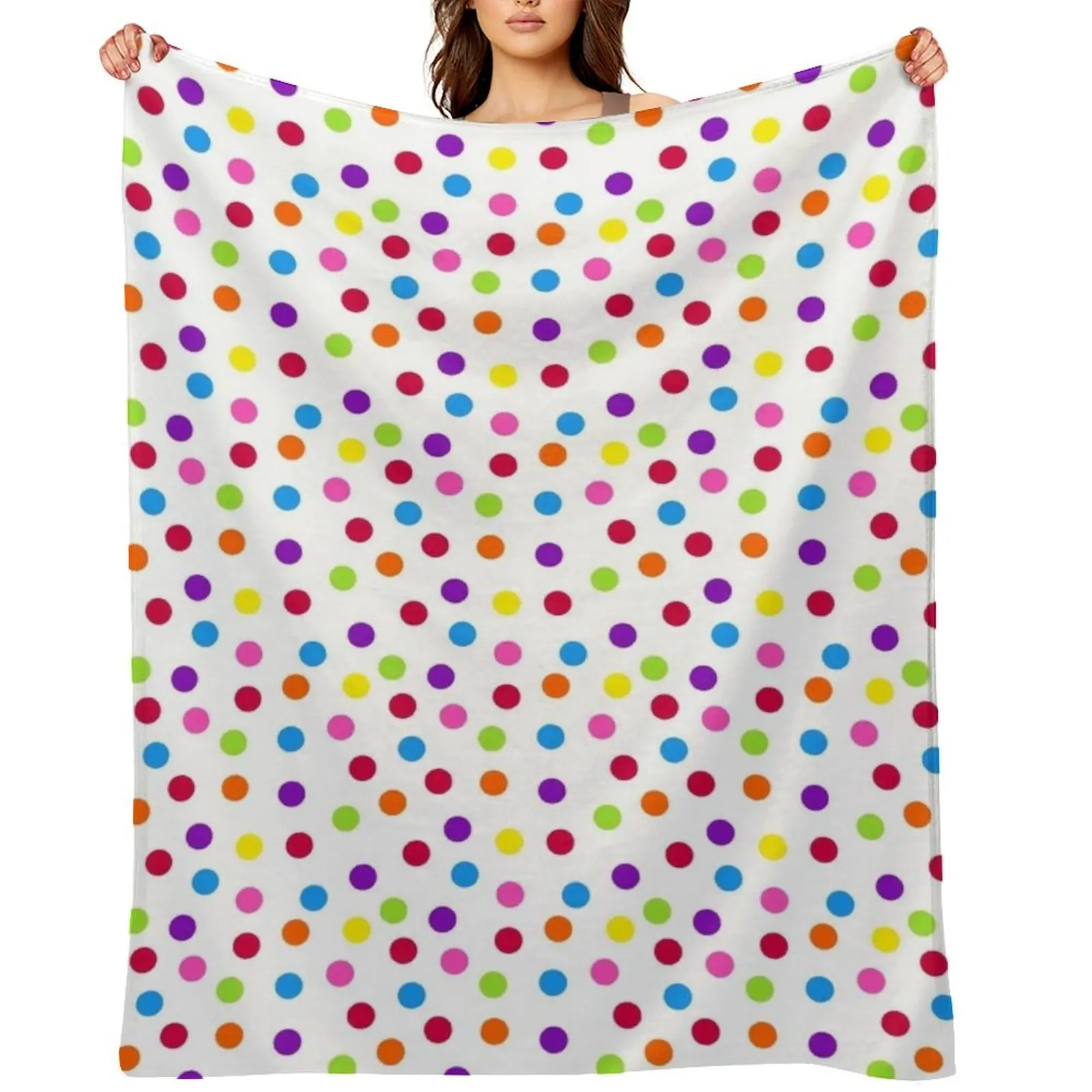 

Rainbow Multi-color Confetti Polka Dot Throw Blanket For Decorative Sofa Soft Plush Plaid Blankets For Bed Blankets