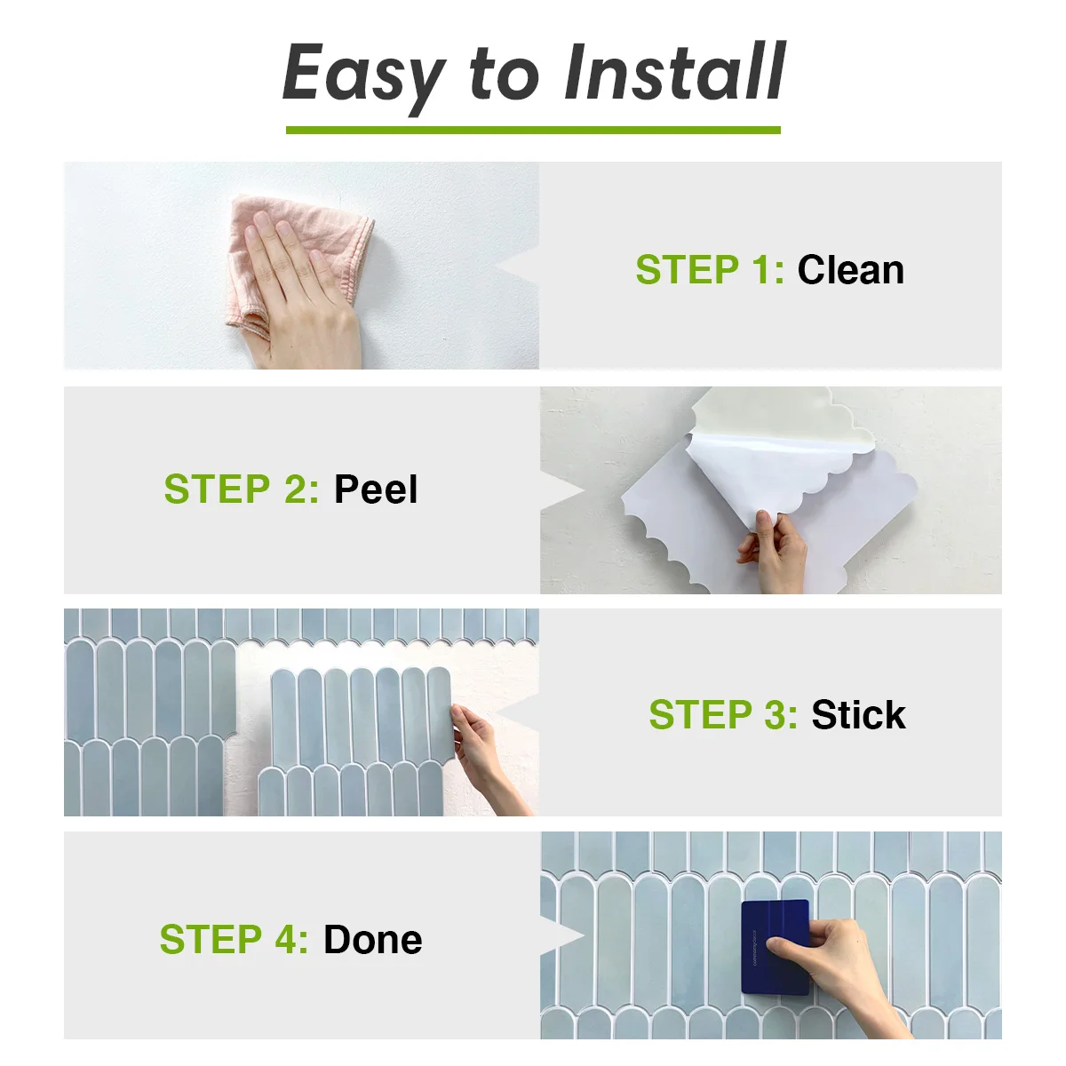 Commomy 10 Pcs Matte Fish Scale Peel and Stick Tiles, Bathroom Wall Stickers, 12x12 Kitchen Tile Stickers Waterproof, Wall Decor