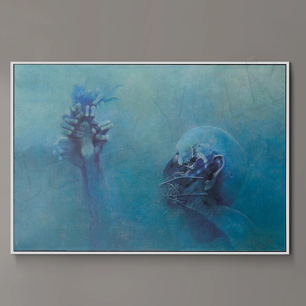 ملصقات Zdzislied Beksiinski، مطبوعات Beksinski، الفن البولندي، مطبوعات فنية سريالية، شخصيات مخدرية، فن قوطي، طباعة فنية داكنة