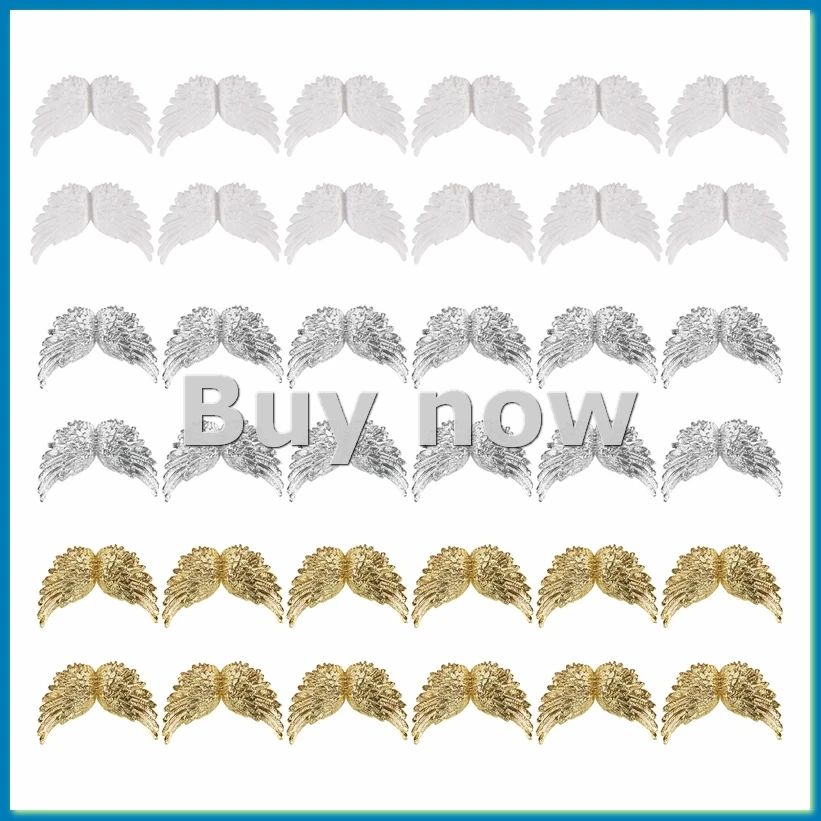 

36 шт. пластиковых элементов для рукоделия, миниатюрные нашивки в виде ангельских крыльев, для декора, поделок и свадебных аксессуаров - A42I