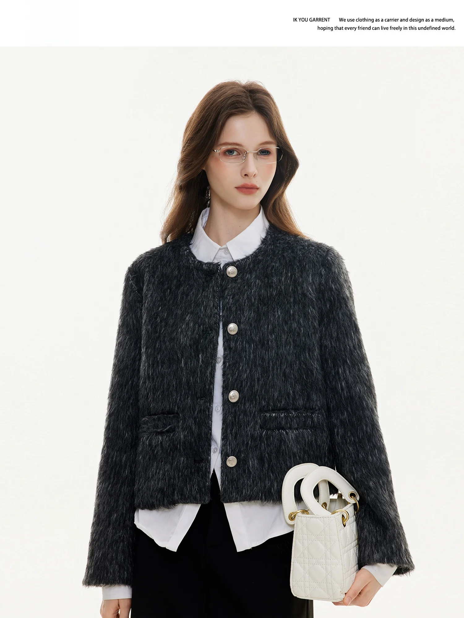 

Ikyou Original Metal Label ort Quilted Jaet Women's Spring Autumn High-End Sensation Korean Sle Straight Cut Coat