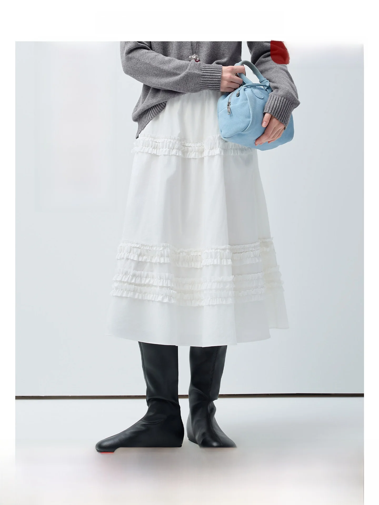 

VEGA CHANG Women's f Skirt Holiday Versatile White Pleat Spring New Arrival High Waist A-Line Skirt Korean Sle