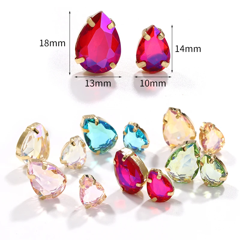 Sewing Crystals Rhinestone Glass Stone Transparent Bottom Jewelry Decoration Accessories Clothing Crafts Gems Sew On Beads 10Pcs