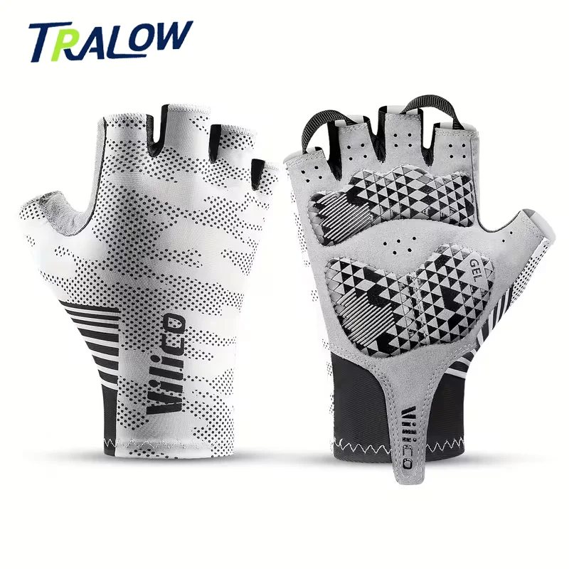 

TRALOW Half Finger Summer Cycling Gloves Breathable Anti-Slip Shock-absorption MTB Road Bike Gloves for Men Women Outdoor Sports