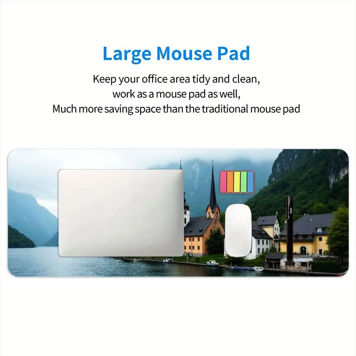 لوحة ماوس بانورامية ماونتن ريفر للمناظر الطبيعية، قاعدة مضادة للانزلاق، طباعة عالية الدقة مثالية للاستخدام المكتبي، مقاس 31.5 × 11.8 بوصة #5