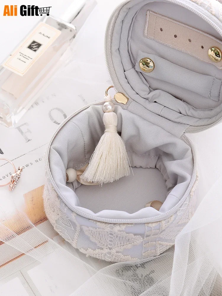 New Fashion Platinum Lace Travel Portable Jewelry Boxes Jewelry Boxes Ear Nail Ring Jewelry Organizer Creative Gifts Decoration