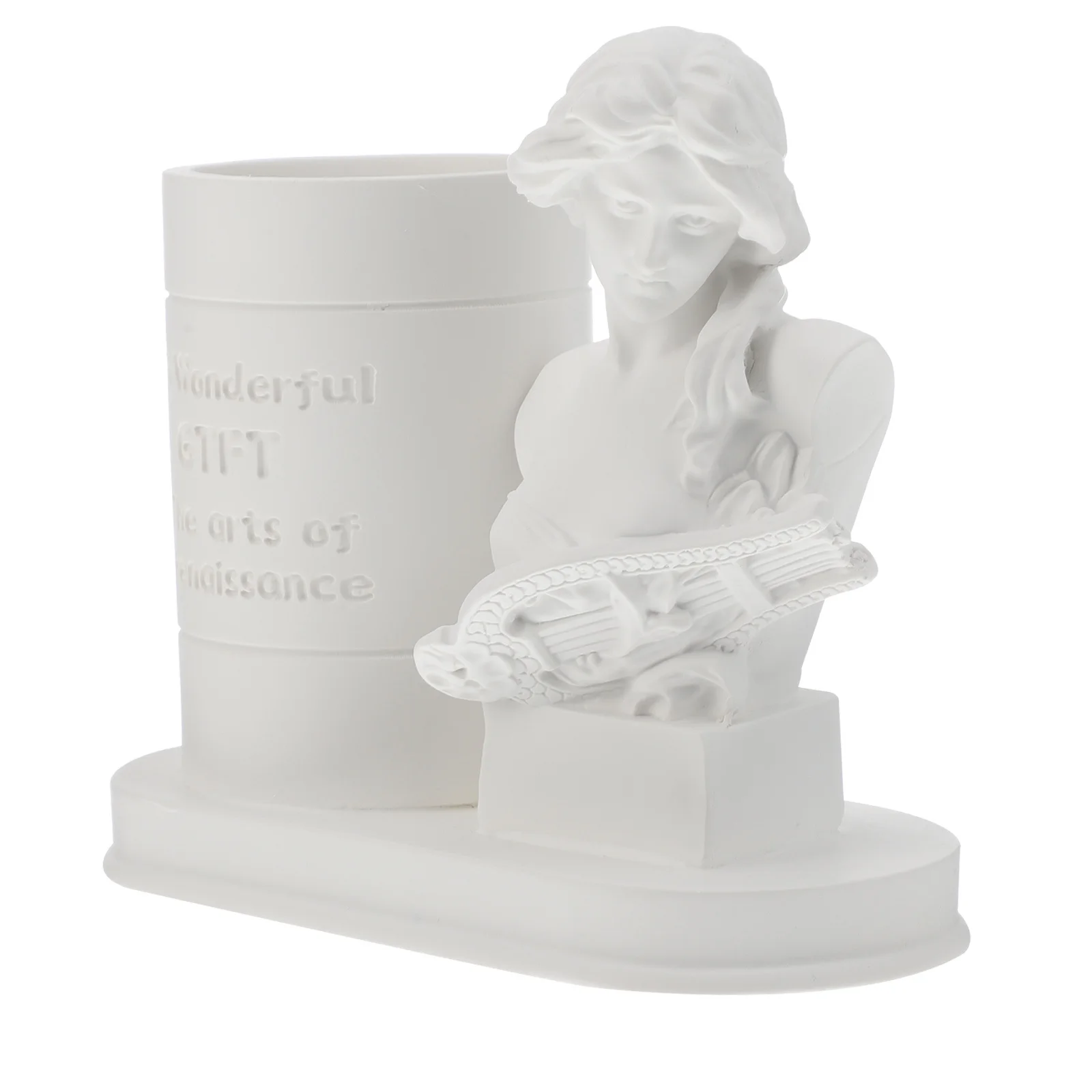 

1Pcs Resin Portrait Sculpture Pen Holder Imitation Plaster Desktop Organizer Creative Western Character Statue for Office Study