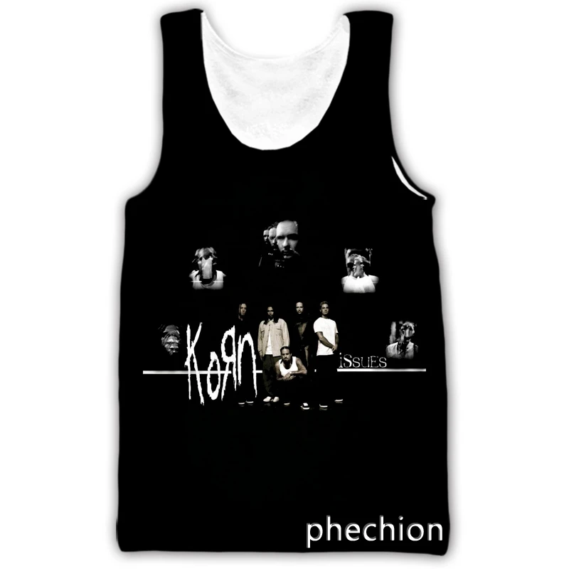 phechion Men/Women 3D Printed Korn band Sleeveless Vest Casual Streetwear Men Loose Sporting Tank Top D44